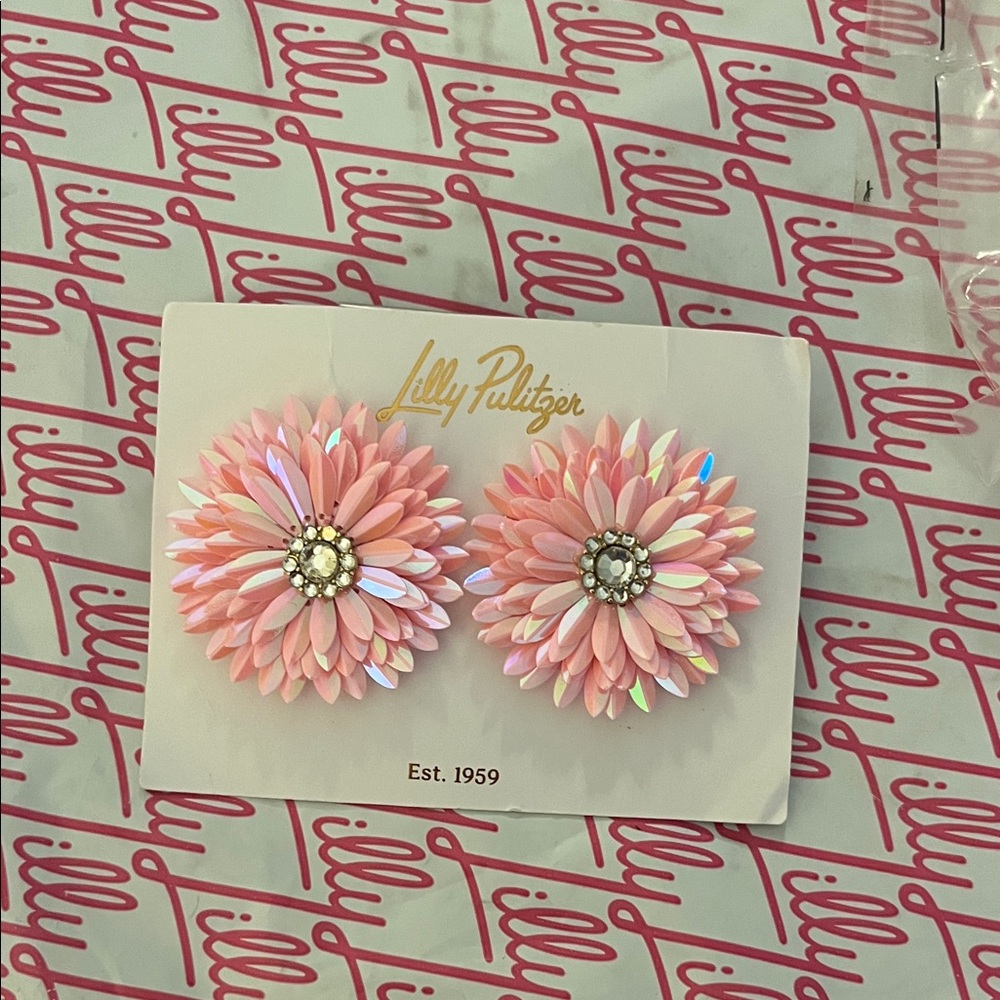 Lilly Pulitzer Pink and White Floral Earrings